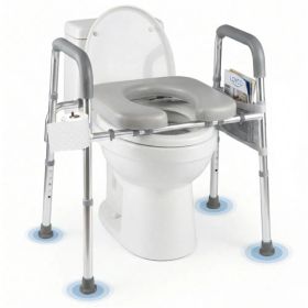 Adjustable Raised Toilet Seat (25.5"-28" Width X 27"-31" Height), 300LBS Capacity With Armrests & Storage Pouch (Option: defaulttitle)