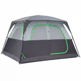 6-person Waterproof And Windproof Family Camping Tent, With Spacious Interior, Easy-to-install Double-layer Tent, Featuring Mesh Windows And Skyl (Option: Grey)