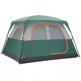 6-person Waterproof And Windproof Family Camping Tent, With Spacious Interior, Easy-to-install Double-layer Tent, Featuring Mesh Windows And Skyl (Option: Green)