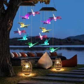1Pc 2Pc Quantity Options Solar Dragonfly Wind Chime 7 Color Changing Wind Chime For Outside IPX4 Waterproof Outdoor Garden Yard Decor (Option: 2 Sets)
