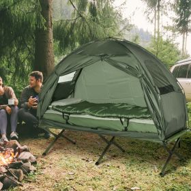 Folding Camping Cot for Adults All-in-One Elevated Tent with Sleeping Bag Thick Air Mattress Portable Single Bed (Color: General)